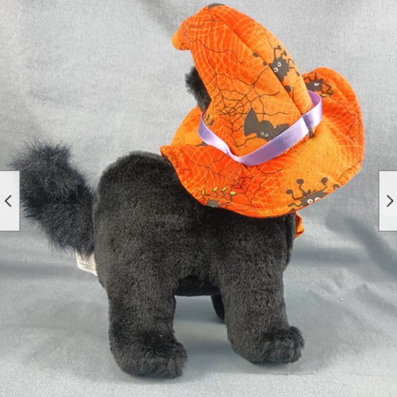 Vtg Sears Exclusive Friday Black Cat Plush Stuffed Toy Halloween Witch Hat - Picture 3 of 7